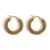 Stainless Steel Textured Metal Round Hoop Earrings for Women Gold Color Geometric Circle Earrings Jewelry - Image 10