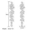 Cubic Zirconia Leaf Long Dangle Earrings for Elegant Women White Leaves Drop Earring Bridal Wedding Jewelry - Image 6