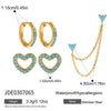 Simple Classic 3-on-1 Card Blue Turquoise Earrings Heart Shaped Tassel Earrings Gold Color Plated Stainless Steel Wom - Image 7