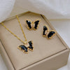 European and American Cute Micro-inlaid Butterfly Necklace Earrings Set Classic Light Transparent Stainless Steel - Image 18