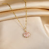Cute Romantic Pink Sakura Pendant Stainless Steel Necklaces For Women Korean Female Sexy Clavicle Chain Jewelry Gift - Image 6