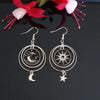 Goth Y2K Black Enamel Moon Sun Star Fringed Multi-layer Circular Celestial Dangle Earrings for Women Halloween Aesthetic Jewelry - Image 2