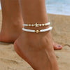 2Pcs Bohemian Alloy Shell Starfish Anklet Ankle Chain Set For Women Stackable Bracelet Barefoot Beach Foot Bridal Jewelry - Image 2