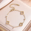 Classic Hollowed-out Four-leaf Flower Zircon Inlaid Stainless Steel Bracelet Party Clover Jewelry Gift For Women - Image 7