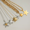 Minimalist Classic Gold Color Plated Stainless Steel Smooth Five Pointed Star Pendant Necklace Stackable Chain Neckla - Image 2