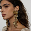 Exaggerated Flower Long Metal Dangle Earrings For Women Party Gift Gold Color Earrings Jewelry - Image 1
