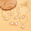Baroque Imitation Pearl Torque Necklace Bangle Ring Set For Women Wedding Clavicle Jewelry Set - Image 2