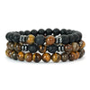 3Pcs/Set Men Natural Tiger Eye Lava Rock Beaded Bracelets Matte Black Onyx Stone Strand Bracelet For Man Yoga - Image 15