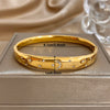 Glossy Golden Stainless Steel Bracelet Women Carving Stars Moon Rhinestones Cuff Spring Bangle Jewelry Gifts - Image 6