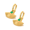 Gold Plated Fan Shape Chunky Open Hoops Earrings Blue Green White Cubic Zirconia Hoop Earrings For Women Girls - Image 10
