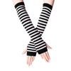 Striped Fingerless Gloves Arm Warmers Cotton Elbow Protection Warm Bracelet Gloves for Cold Weather Daily Casual Outdoor Wear - Image 8