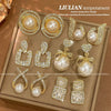 Pearl Crystal Earrings Set for Women 6 Pairs Gold Plated Rhinestone Dangle Wedding Party Bridal Jewelry Gifts - Image 1