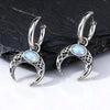 Retro Viking Hoop Earrings for Men Boys,Stainless Steel Resin Moon Hoop Earrings, Jewelry Gift - Image 1