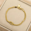 Stainless Steel Double Snake Chain Love Knot Bracelet with Adjustable Length - Image 13