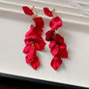 Exaggerated Folds Flower Fringe Ear Clip Without Ear Piercing Long Clip Earrings Party Jewelry - Image 7