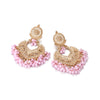 Boho Gold Color Heart Shape Carved Flower Dangle Earrings for Women Indian Jhumka Earrings Retro Pink Beads Tassel Jewelry - Image 16