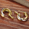 Metallic Two-tone Style Hoop Earrings Female Daily Wearable Cross Design Jewelry Chic Low-key Accessories for Daily Life - Image 3