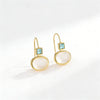 Elegant Round Dangle Earrings Pink Stone Gold Color Earrings Women Jewelry - Image 6