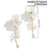 Elegant White Petal Flower Drop Earrings Women Kpop Hanging Piercing Earring Aesthetic Wed Bridal Jewelry Accessories - Image 4