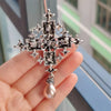 Temperament Imitation Pearl Pendant Baroque Cross Rhinestone Broochs for Women Men Collar Pin Jewelry Gifts - Image 5