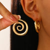Metal Texture Conch Spiral Stud Earrings Women Stainless Steel Beach Seaside Holiday Summer Jewelry Gifts - Image 1