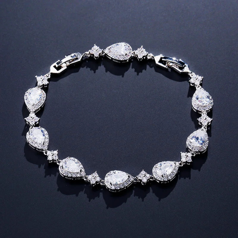 Water Drop Cubic Zirconia Tennis Bracelet for Weddings and Parties - Image 1