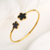 Gold-Plated Stainless Steel Five-Leaf Flower Open Bangle For Woman Girl Party Lucky Jewelry Accessories Daily Wear Clover - Image 18