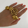 Stainless Steel Conch Croissant Glossy Spiral Twisted Chunky Open Rings for Women Summer Beach Holiday Jewelry - Image 2