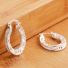 Elliptical Fish Ripple Hoop Earring For Women Small Circular Silver Plated Earring Supplies Earrings - Image 5