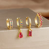 Four-Piece Cubic Zirconia Hoop Earring Set in Multiple Colors - Image 4