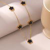 Gold Plated Stainless Steel Necklace Woman Five Leaf Petals Double Sided Necklaces for Women Pendant Flower Clover Jewelry - Image 1