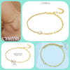 Dainty Silver 2 Layer Cubic Zirconia Anklet Gold Plated Summer Beach Jewelry Gift For Women Daily Birthday Gift - Image 10