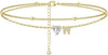 CZ Ankle Bracelets for Women Gold Plated CZ Initial Dainty Layered Heart Anklets Foot Chain Summer Beach Jewelry - Image 30