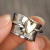 Aesthetic Heart Rings for Women Glossy Romantic Two Tone Accessories Delicate Temperament Party Jewelry - Image 1