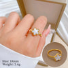 Stainless Steel Five-Petal Flower Ring in Multiple Colors - Image 26