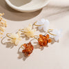 30mm Stainless Steel Double-layer Resin Flower Drop Earrings for Women Jewelry Green Yellow Brown Accessories - Image 4