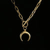 Stainless Steel Crescent Half Moon Necklaces Metal Ox Horn Luna Necklace Chunky Heavy Duty Chain Toggle Choker Collar - Image 1