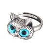 Cute Silver Color Alloy Cat Ring Cat Eye Opening Adjustable Ring For Women Jewelry Accessories Gift - Image 6
