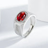 Men's Silver Ring, Oval Cut Gemstone Ring, Adjustable Cubic Zirconia Ring, Hip Hop Statement Jewelry Gift - Image 9