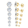 Six-Pair Stainless Steel Stud Earring Set with Cubic Zirconia in Multiple Colors - Image 13