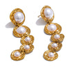 Stainless Steel Simulated Pearls Golden Long Hanging Drop Earrings Prevent Allergy Statement Jewelry Gift - Image 7