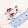 Silver Red Zircon Bridal Jewelry Sets Wedding Stones Bracelets Earrings Rings Pendant Necklace Set For Women - Image 4