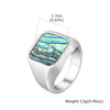 Punk Abalone Shell Stainless Steel Chunky Signet Ring for Men, Hip Hop Party Finger Jewelry Size7 8 9 10 11 12 - Image 7