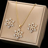 2 Piece Set Elegant Women's Crystal Snowflake Earrings Necklace Temperament Zirconia Snowflake Jewelry Accessories Gifts - Image 1