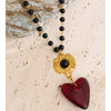 Handmade Jewelry Stainless Steel Glass Beads Chain Resin Heart Pendant Necklace Statement Accessories - Image 2