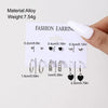 6 Pairs Korean Metal Start Heart Circle Small Earrings For Women Black Heart Enamel Earrings Sweet Jewelry - Image 2