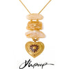 Exclusive Resin Imitation Stone Rectangle Heart Pendant Necklace Stainless Steel Statement Jewelry - Image 1