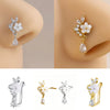 Flower Heart Butterfly Moon CZ Dangle Body Piercing Jewelry L Shaped Nose Stud Nose Rings Nose Ring Studs - Image 2
