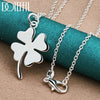 Silver Four-Leaf Clover Pendant Necklace 16-30 Inch Chain For Woman Wedding Charm Jewelry - Image 1