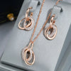 Double Hoop Zircon Earrings For Women Rose Gold Color EarDrop Jewelry SetsAccessories - Image 1